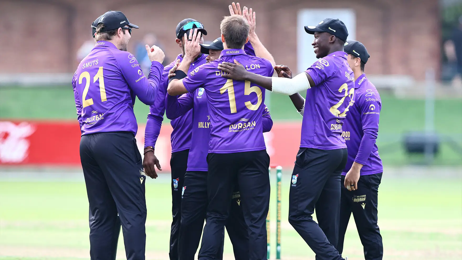 Dolphins Cricket Team celebrate a wicket