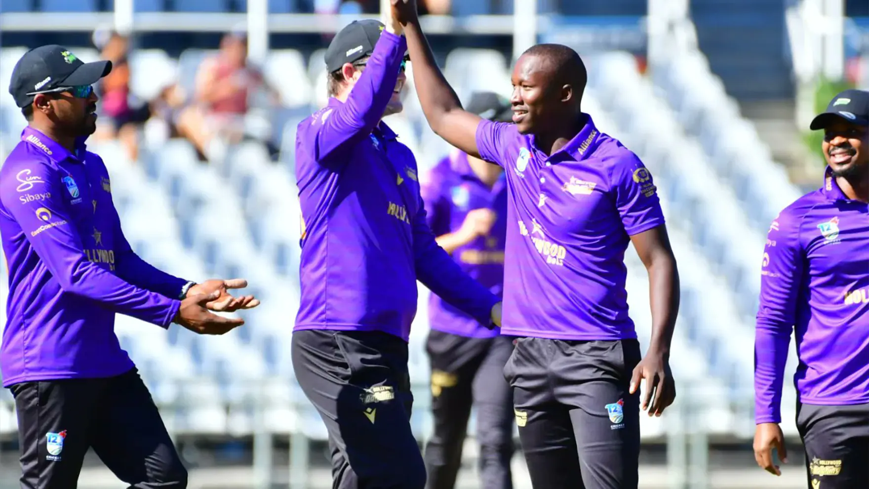 Dolphins cricket team celebrating a wicket