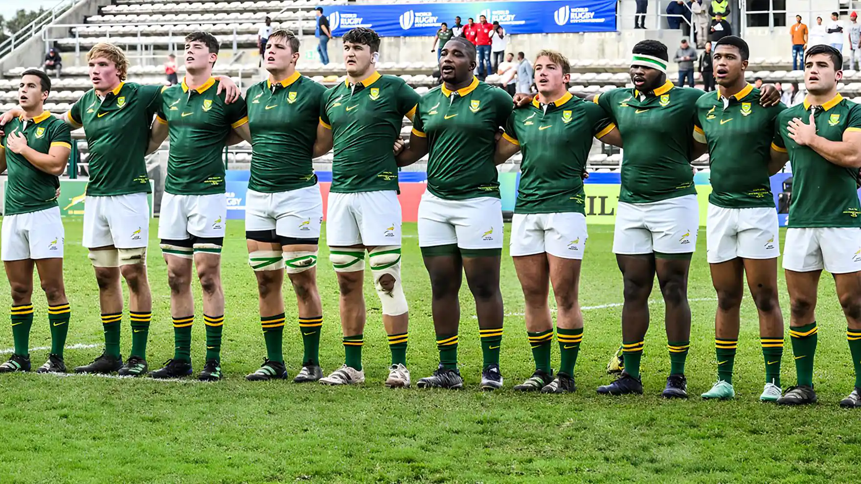 Junior Springboks singing the South African National Anthem