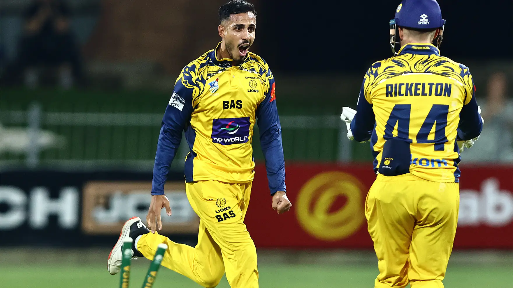 Lions cricket celebrating a wicket