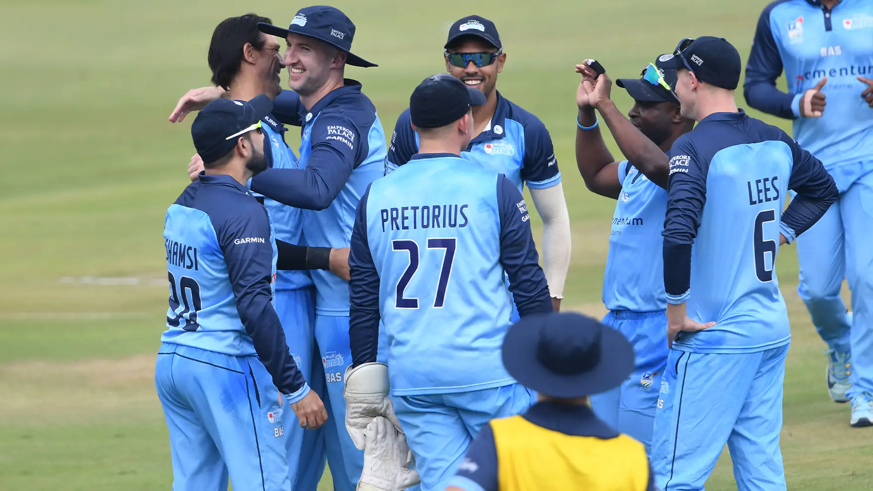 Titans cricket team celebrating a wicket