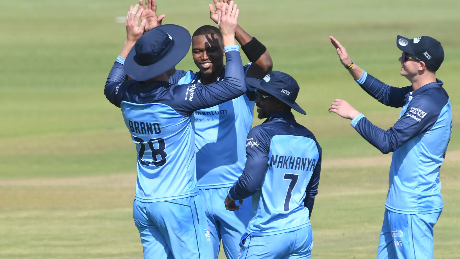 Titans cricket team celebrating a wicket