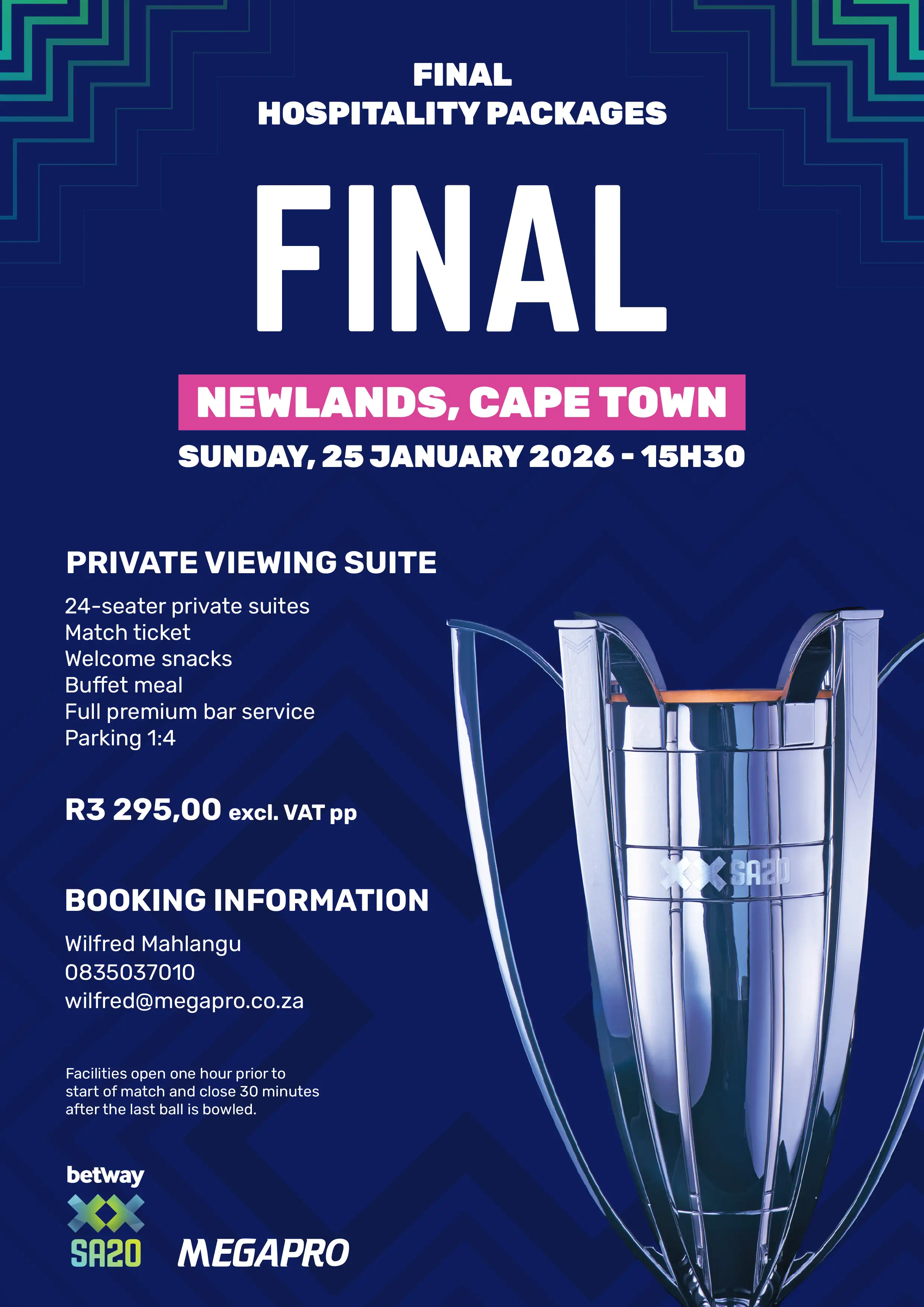 BETWAY SA20 FINALS HOSPITALITY FLYER