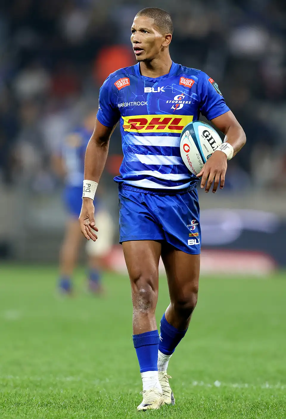 Manie Libbok walking with the ball during a Vodacom United Rugby Championship fixture